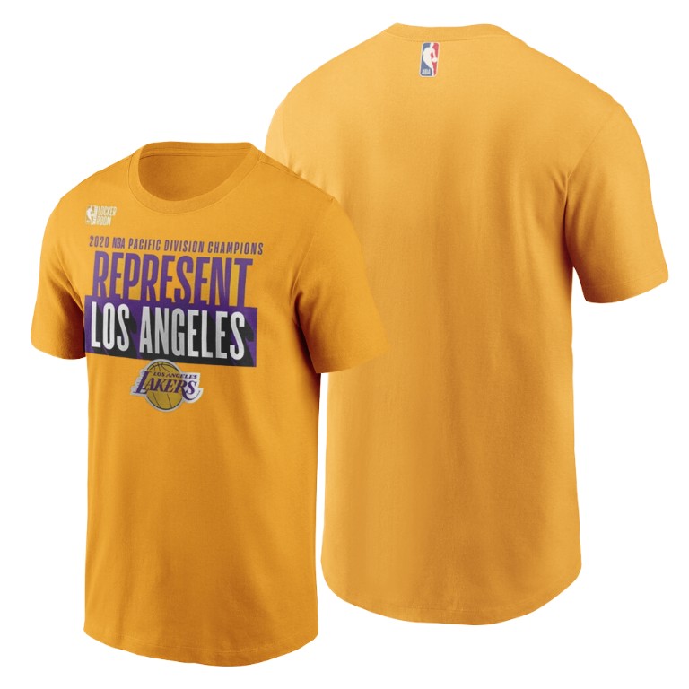 Men's Los Angeles Lakers NBA 2020 West Division Champs Playoffs Gold Basketball T-Shirt VPF7383AW